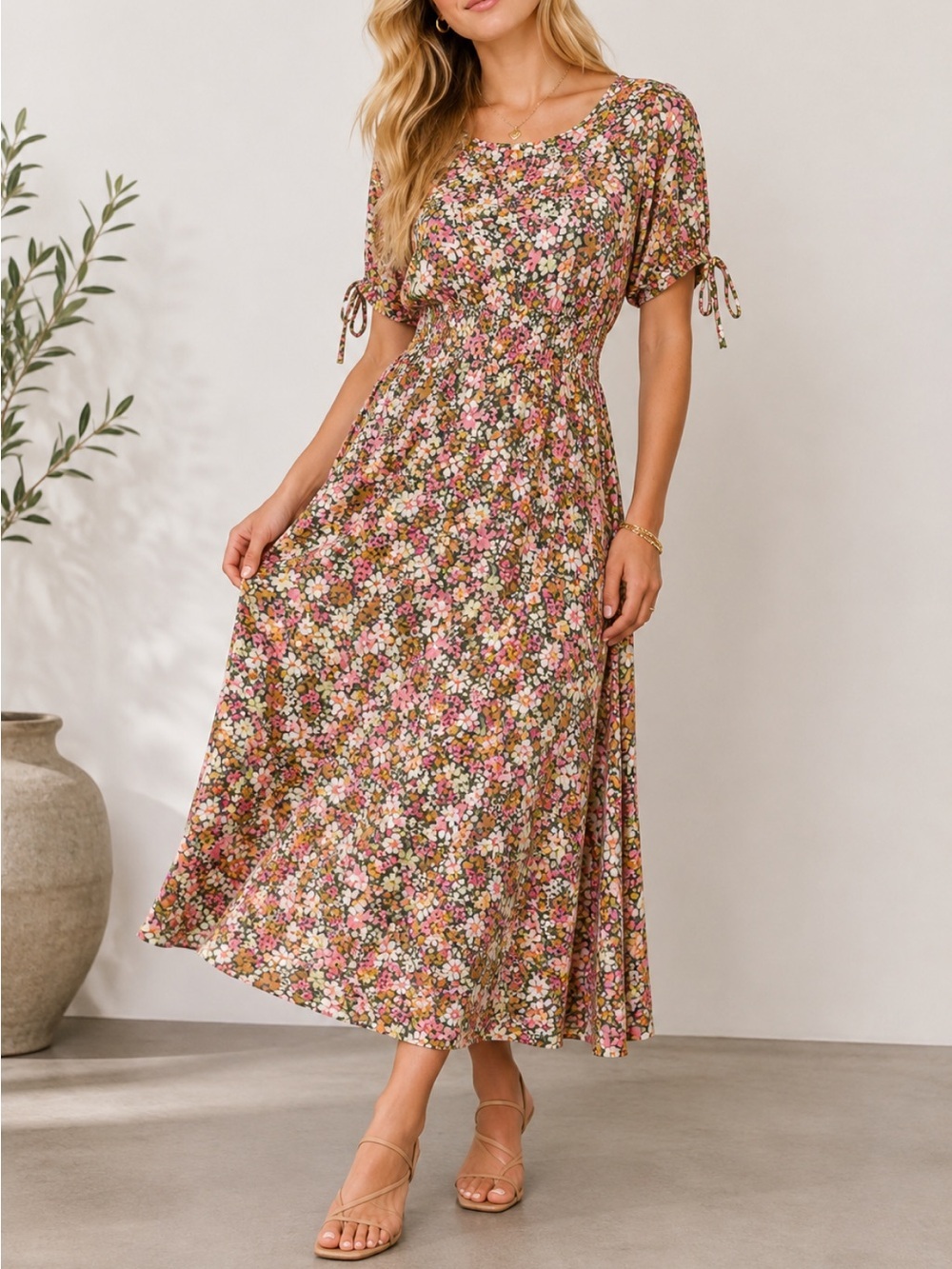 Lost + Wander Multicolor Getaway Island Floral Midi Dress Size Small 8564